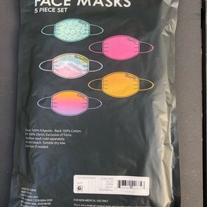 5 Face Masks one size